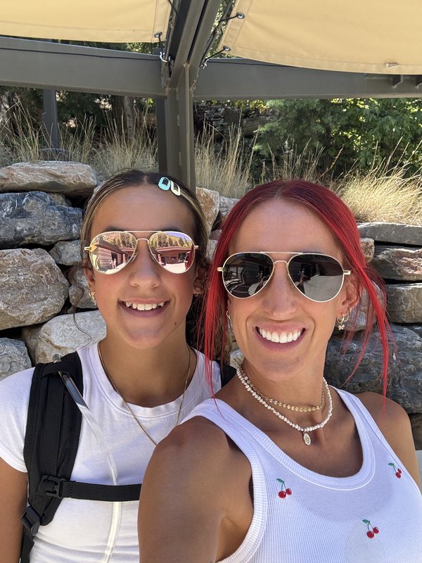 Cheyenne with her daughter in the Utah foothills